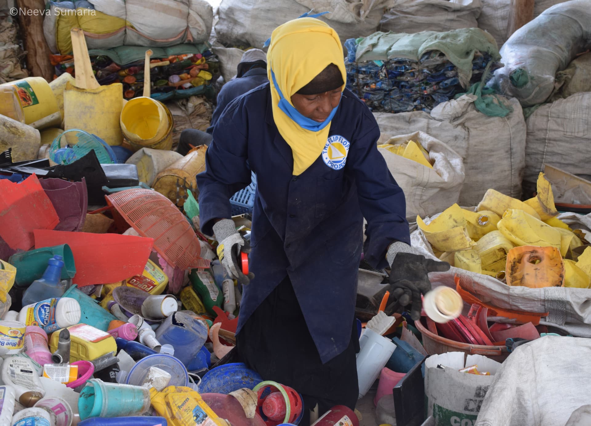 Sorting of various plastics into their respective types