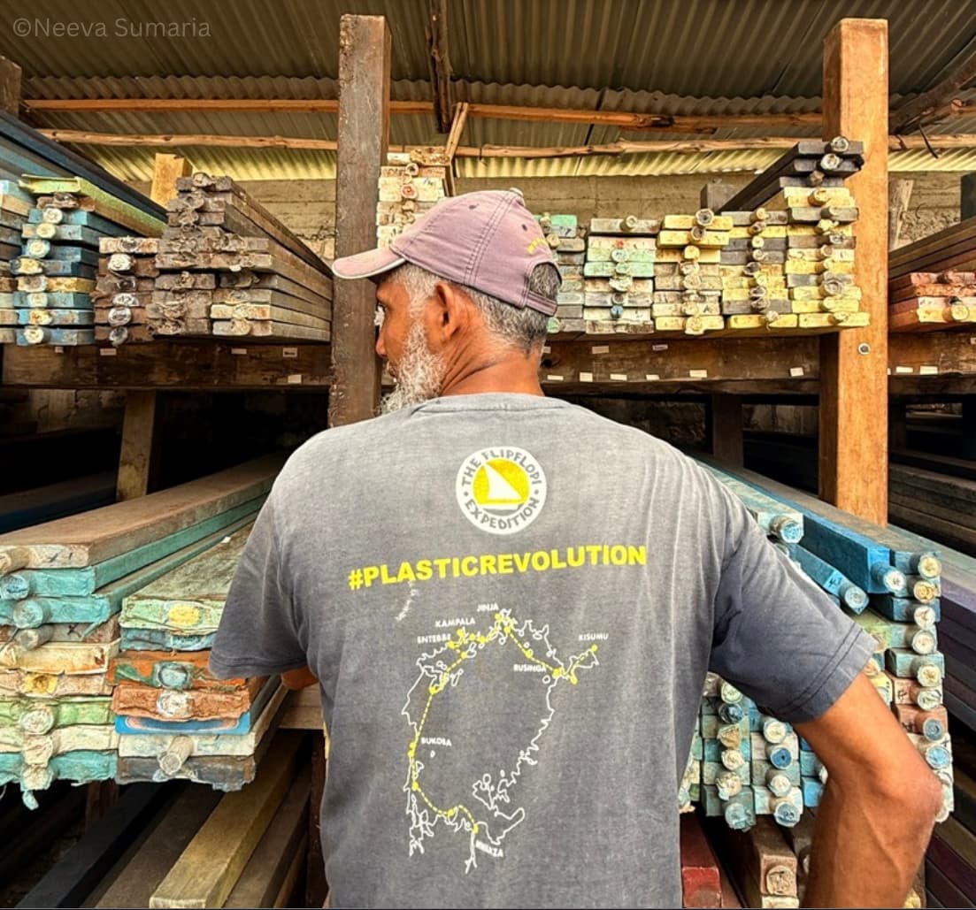 Beams and Planks made from flakes of recycled plastic